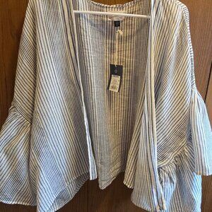 Universal Thread Navy and White Striped Flared Sleeve Tunic